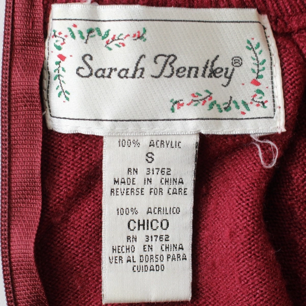 Sarah Bentley Maroon Knit Sweater Women's Size S Back Zipper Pre-Owned