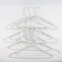 Mixed Lot of 10 White Plastic Clothes Hangers For Shirts and Pants
