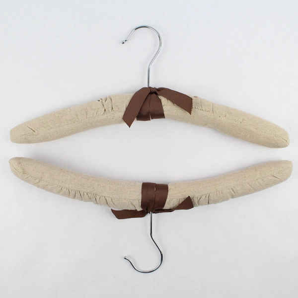 Lot of 5 Padded Fabric Covered Clothes Hangers Varied Colors