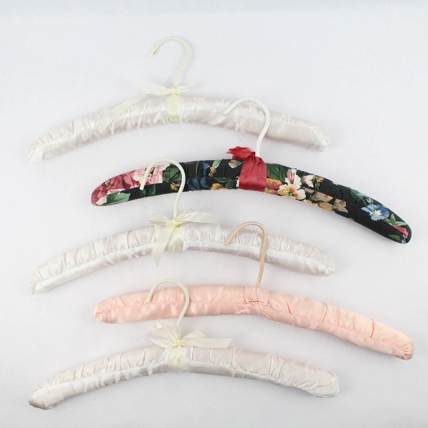 Lot of 5 Padded Fabric Covered Clothes Hangers Varied Designs