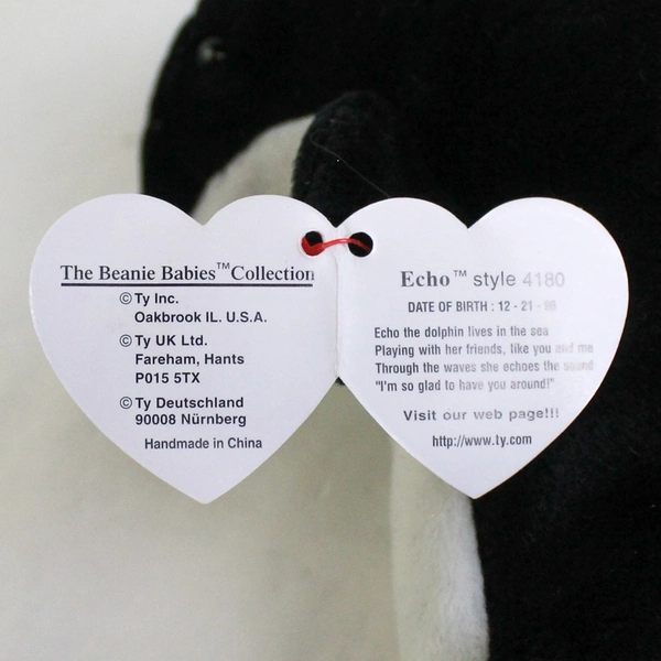 Vintage 1996 Ty Beanie Baby Waves The Orca Whale With Echo Tag Error