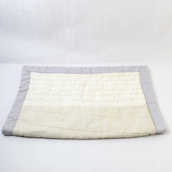 Embroidered Cotton Quilted Queen Pillow Sham White & Purple Border - Elegant