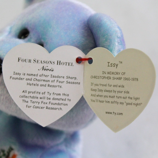 2001 Ty Beanie Baby Issy Four Seasons Hotel Bear Nevis 8.5"