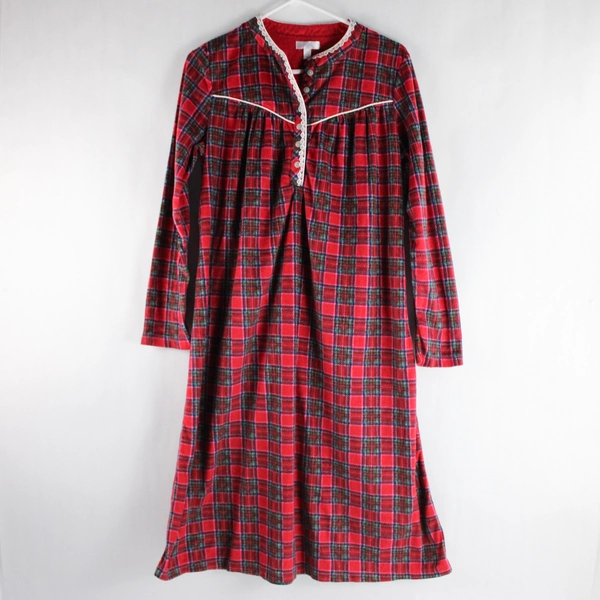 Secret Treasures Sleepwear Gown Sleep Dress Fleece 1/4 Button Up Size 8/10 M 