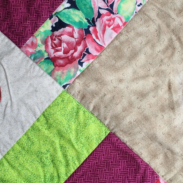 Multicolor Floral Butterfly Quilted Table Runner 36x82in - Good Condition