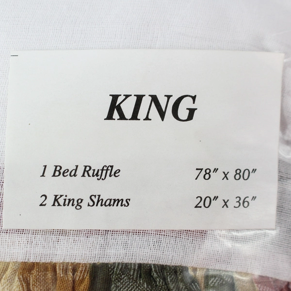 New Sealed Floral Print King Bed Ruffle & 2 Pillow Shams Bedding Set