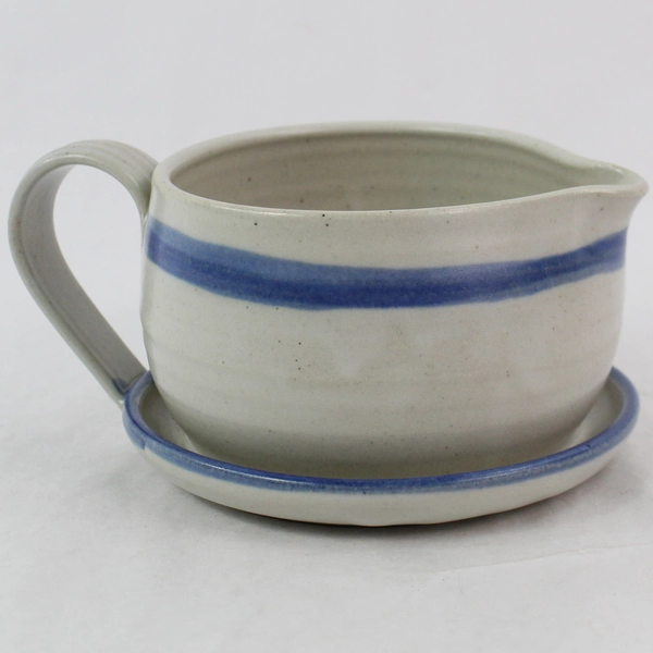 Handmade Blue & Gray Ceramic Pitcher 3.5" Tall Signed Rosman Pottery