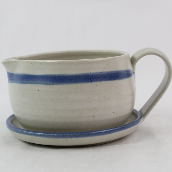 Handmade Blue & Gray Ceramic Pitcher 3.5" Tall Signed Rosman Pottery