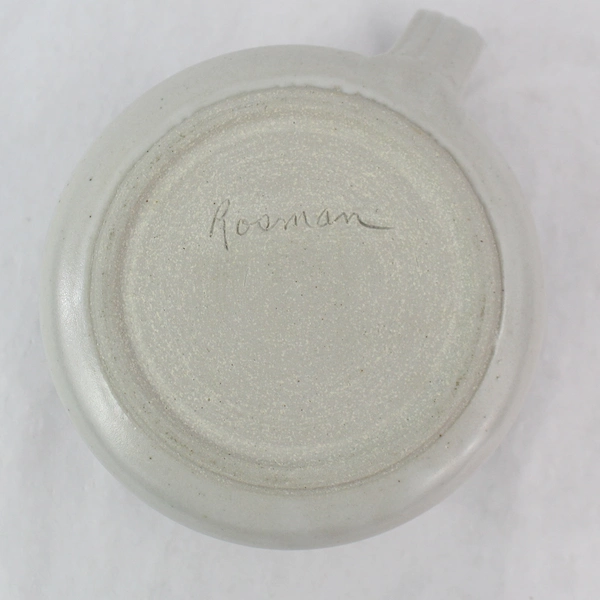 Handmade Blue & Gray Ceramic Pitcher 3.5" Tall Signed Rosman Pottery