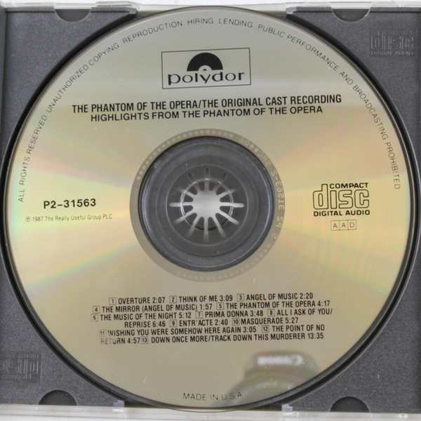 The Phantom of the Opera Highlights 1987 CD Original Cast - Pre-Owned