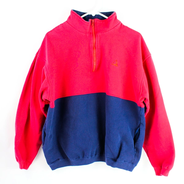Vintage Cascade Sport Women's Red & Blue Quarter Zip Sweatshirt Size M