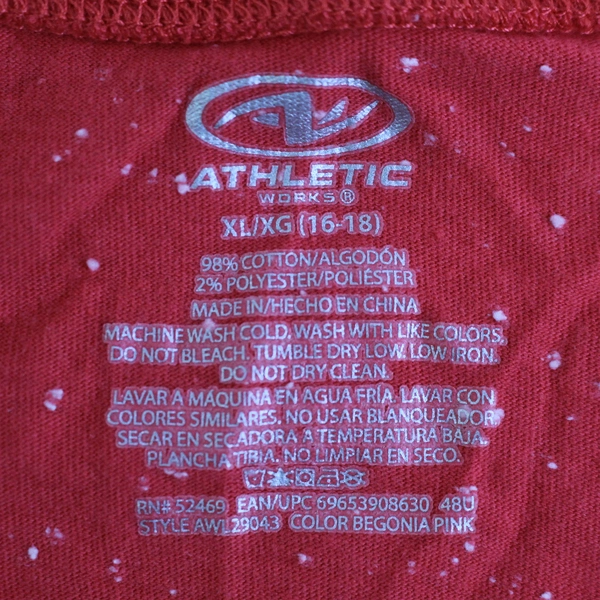 Athletic Works Women's Short Sleeve T Shirt Top Red Speckled Size XL 16-18