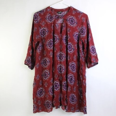 Rue 21 Tunic Blouse Size Medium Keyhole Neckline Rayon Burgundy