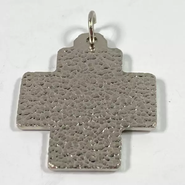 Catholic Alpha Omega Silver Tone Cross Charm Pendant - 1 1/8" Long