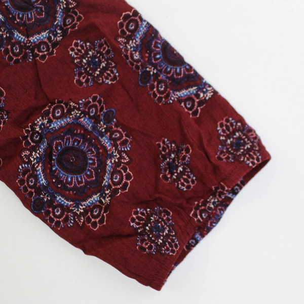 Rue 21 Tunic Blouse Size Medium Keyhole Neckline Rayon Burgundy