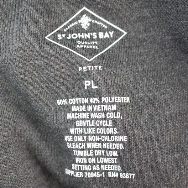 St. John's Bay Women's Gray Long Sleeve Turtleneck Petite Large Cotton Blend