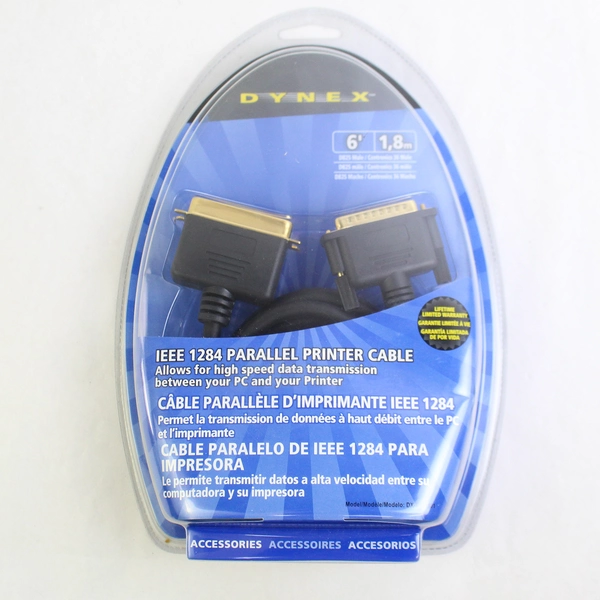 Dynex IEEE 1284 Parallel Printer Cable Sealed 6' DB25 Male / Centronics 36 Male