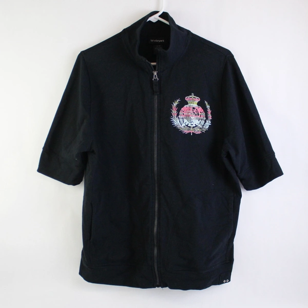 Lane Bryant Women's Size 14/16 Half Sleeve Zip Up Jacket Sweatshirt Black