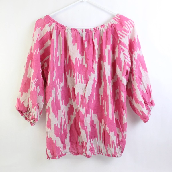 J Crew Elastic Neckline Top Pink Size Small Sheer Cotton