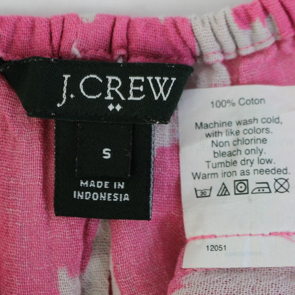 J Crew Elastic Neckline Top Pink Size Small Sheer Cotton