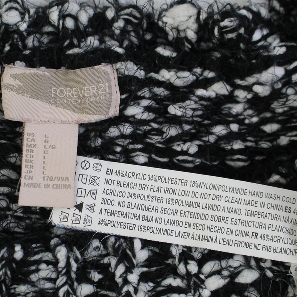 Forever 21 Black White Knit Sweater Pullover Size Large