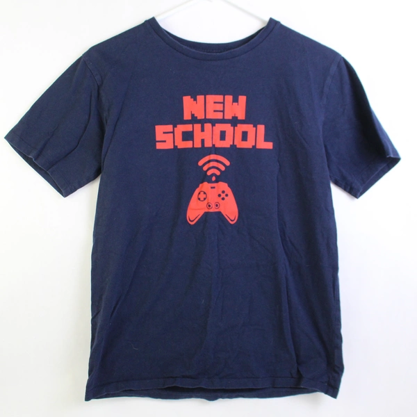 The Children's Place Boys New School T Shirt Size XXL 16 Navy Graphic Print