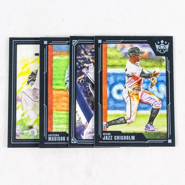 2022 Panini Diamond Kings Lot of 4 Blue Border Cards - Jazz Chisholm & Bumgarner