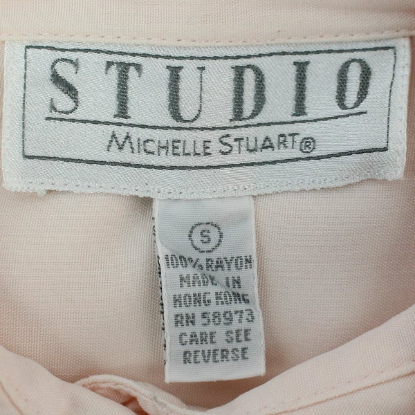 Studio Michelle Stuart Pink Blouse with Black Embroidery, Size S, Good Condition