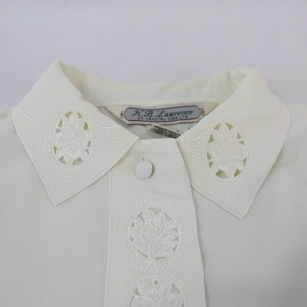 K.B. Lawrence Women's White Embroidered Blouse Size 8 - Vintage Lightweight Top