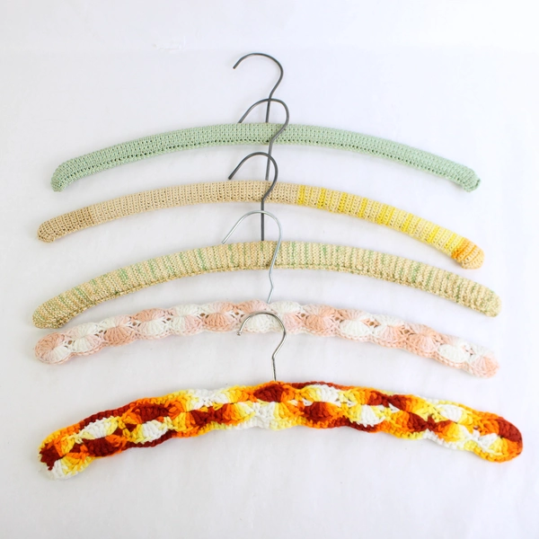Lot of 4 Hand Crocheted Clothes Hangers in Various Colors
