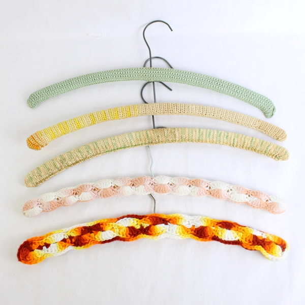 Lot of 4 Hand Crocheted Clothes Hangers in Various Colors