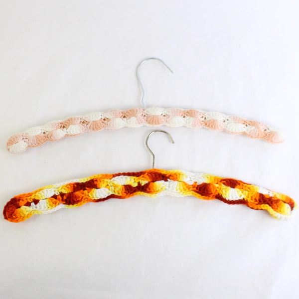 Lot of 4 Hand Crocheted Clothes Hangers in Various Colors