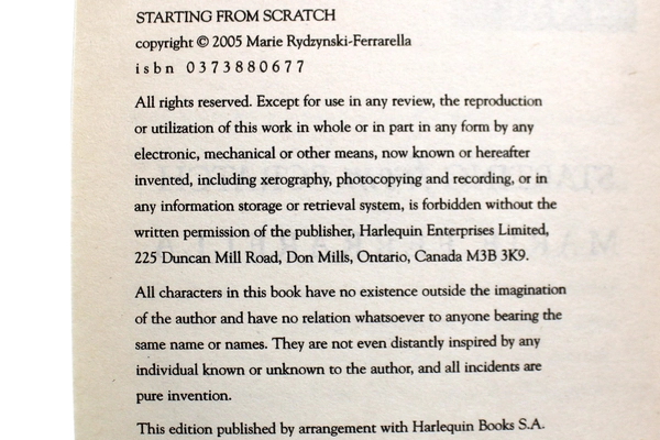 Starting from Scratch by Marie Ferrarella 2005 Harlequin PB - Pre-Owned