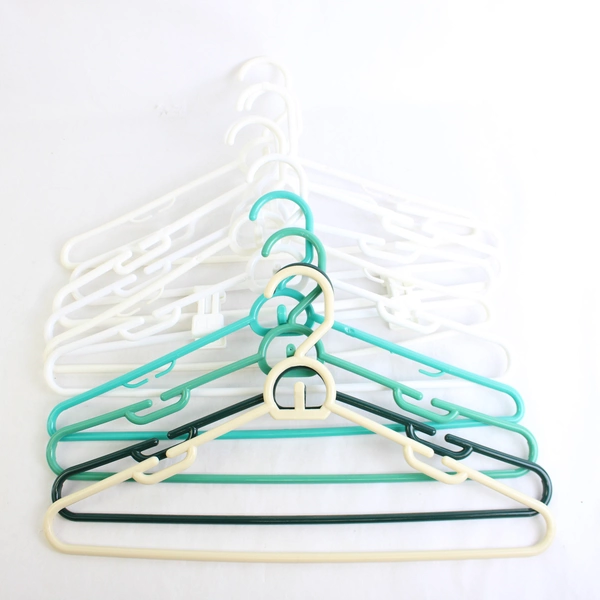Mixed Lot of 10 Green and White Clothes Hangers Closet Organization