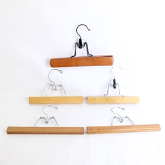 Lot of 5 Brown Wooden Clamp Hangers for Slacks and Skirts