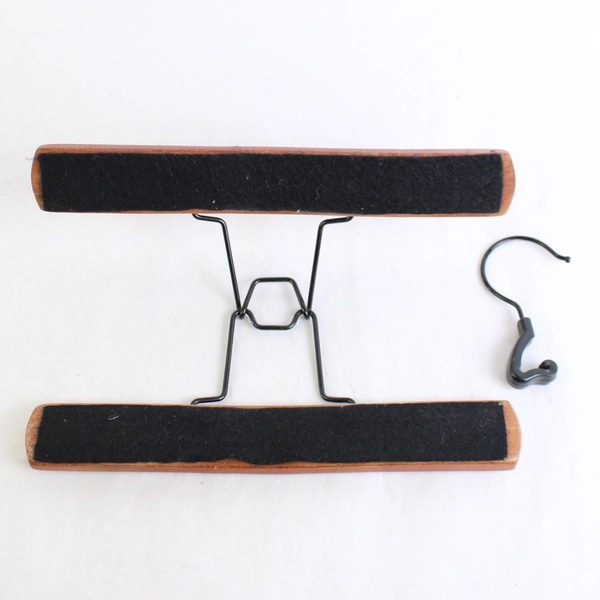 Lot of 5 Brown Wooden Clamp Hangers for Slacks and Skirts