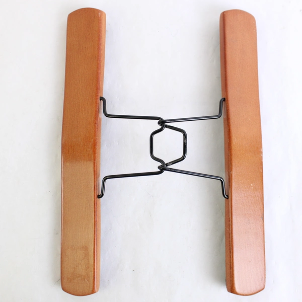 Lot of 5 Brown Wooden Clamp Hangers for Slacks and Skirts