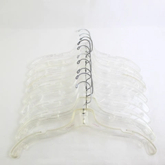 Lot of 10 Clear Plastic Flat Clothes Hangers with Clothes Indents and Wire Hooks