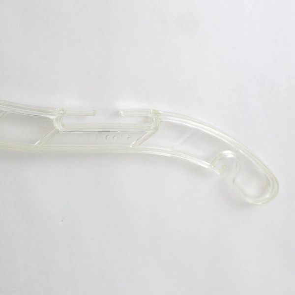 Lot of 10 Clear Plastic Flat Clothes Hangers with Clothes Indents and Wire Hooks