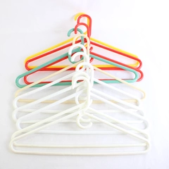 Lot of 10 Plastic Clothes Hangers Various Colors Closet Organization