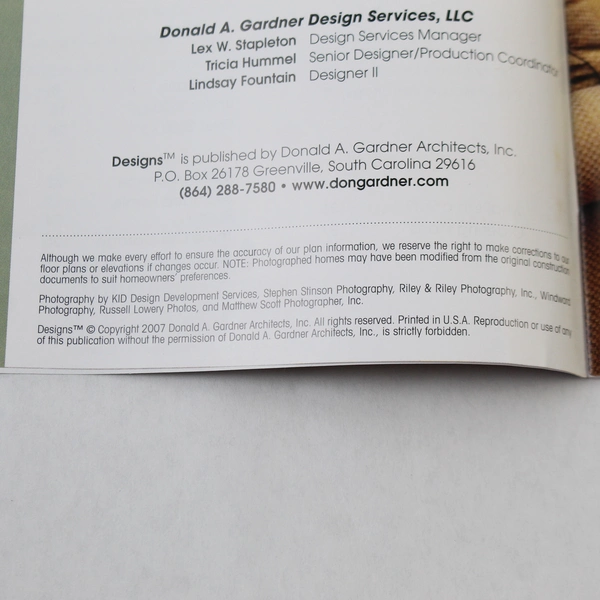 Lot of 2 Donald A. Gardner Designs Magazines Spring & Fall 2007 Issues