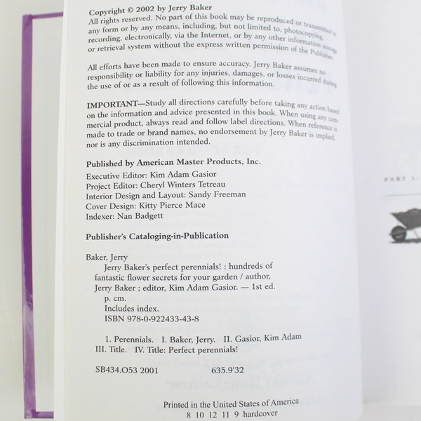 Perfect Perennials by Jerry Baker 2002 Hardcover