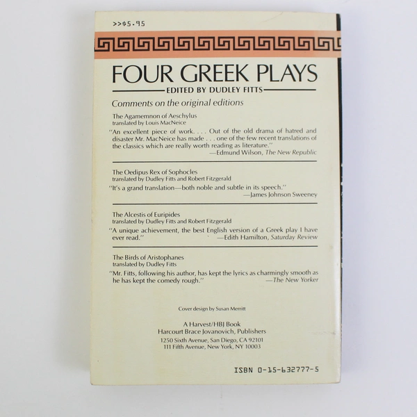 Four Greek Plays by Dudley Fitts 1960 Trade Paperback
