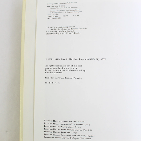 History of the Dance in Art and Education 2nd Ed Richard Kraus Sarah Chapman