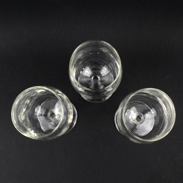 Set of 3 Vintage Javit Rain Pattern Etched Glass Water Goblets