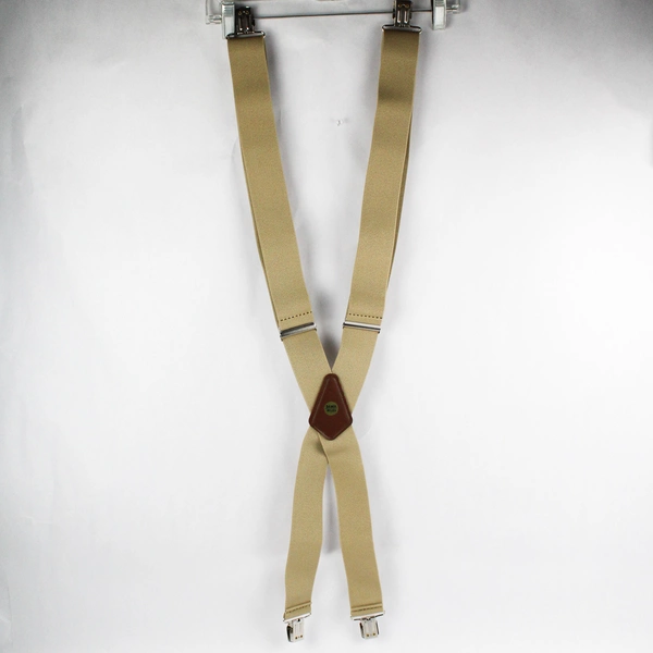SuspenderStore Men's Beige 54" Pin Clip Suspenders