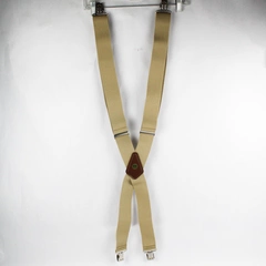 SuspenderStore Men's Beige 54" Pin Clip Suspenders