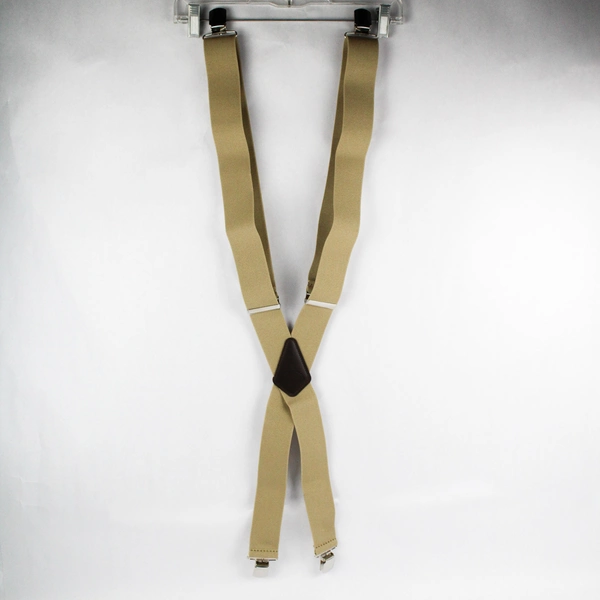 SuspenderStore Men's Beige 54" Pin Clip Suspenders