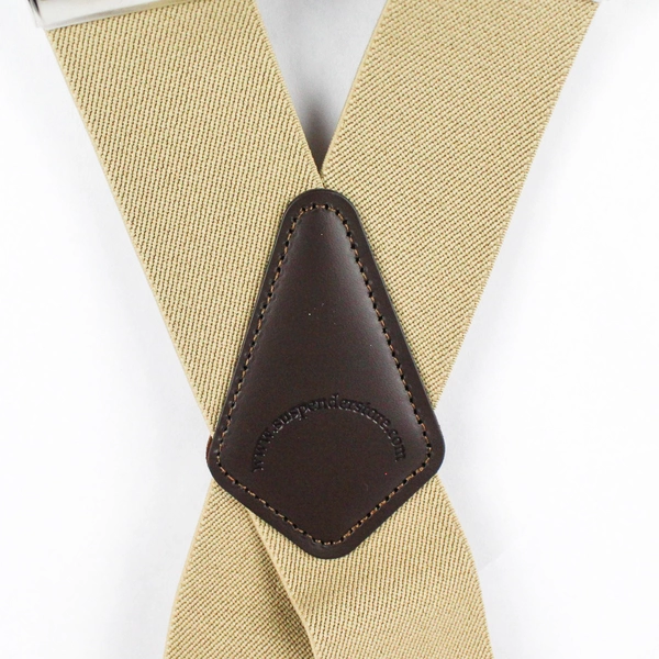 SuspenderStore Men's Beige 54" Pin Clip Suspenders
