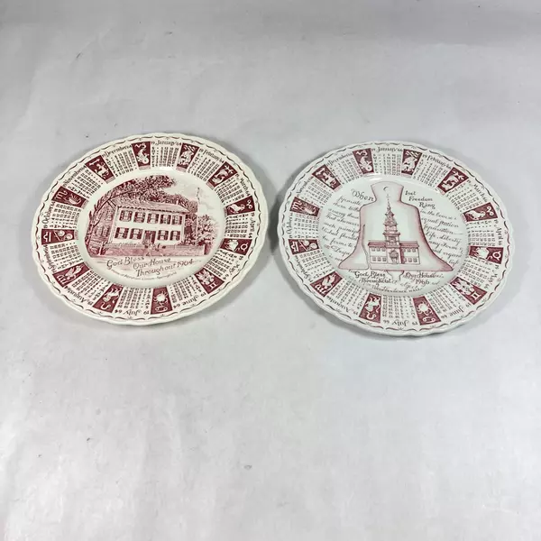Lot of 2 Vintage Royal Staffordshire Zodiac Plates 1964 1966 Red Decor